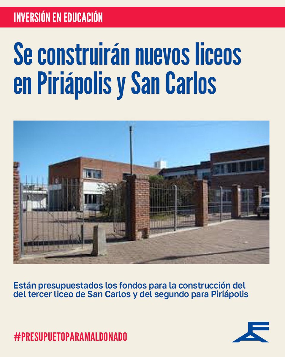 📚 El diputado <a href="/joaquingarlo/">Joaquín Garlo Alonsopérez</a> anunció que el Presupuesto Nacional incluyó dos obras claves para la educación en Maldonado:
✔️ El segundo liceo de Piriápolis
✔️ El tercer liceo de San Carlos

Más oportunidades para nuestras gurisas y gurises, más futuro para nuestro departamento.