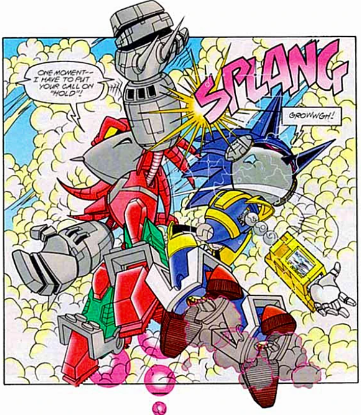 NeoNoiseBombART's tweet photo. That's some insane cherry picking right there. You've picked one of the worst issues art-wise just to glaze a different Sonic comic. Early Archie Sonic issues had amazing art like the Mecha Madness Special and issue #25.

(1/2) https://t.co/2jreRuVu1d