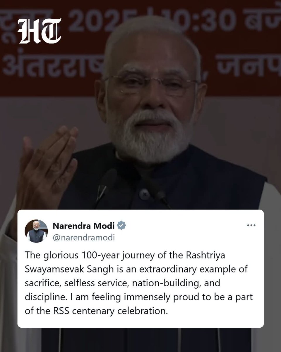 #PrimeMinister #NarendraModi 
attends d #grand #centenary #celebrations of 
d #RashtriyaSwayamsevakSangh 🚩
#RSS
in Delhi, 
marking #100years 
of d #organization’s 
&amp; its legacy💖🕉️

#vskmalwa
#smmalwa
#smmalwa1
#nareshshrotriya
#ns100