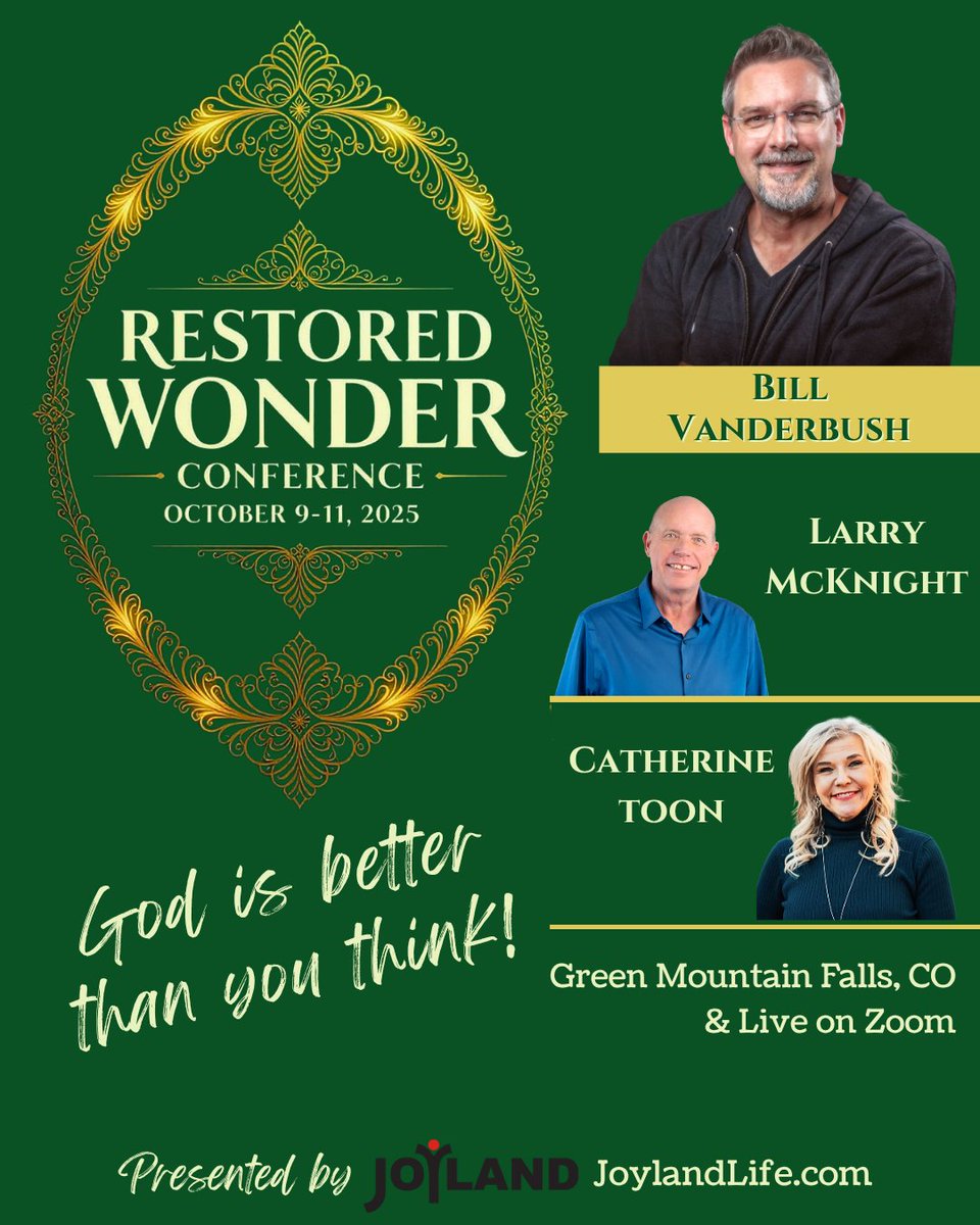So excited to welcome Bill Vanderbush to the Restored Wonder Conference Oct 9–11! 🙌 Come be refreshed &amp; transformed by the God Who delights in you. 💫 Go here for details: facebook.com/events/7831306… #RestoredWonder #UnionWithChrist #GodOfWonder
