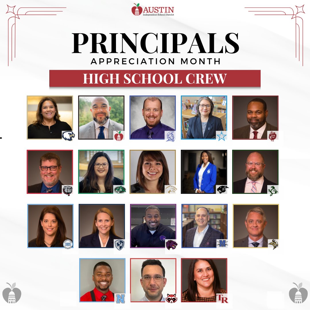 Secondary_AISD's tweet image. It's National Principal Appreciation Month, and we're kicking it off by celebrating our amazing secondary principals! 🎉 Thank you for your tireless dedication, leadership, and passion for our students. Our schools thrive because of you! #principalappreciationmonth