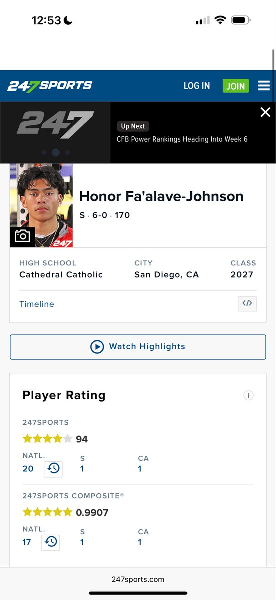 Honor Fa’alave Johnson | Class of 2027 (@honorfaalave) on Twitter photo God is great! Blessed to be the #1 player in California, and the #1 Safety in the class of 27. Just the start! <a href="/247Sports/">247Sports</a> <a href="/GregBiggins/">Greg Biggins</a> <a href="/BlairAngulo/">Blair Angulo</a> God is great! Blessed to be the #1 player in California, and the #1 Safety in the class of 27. Just the start! <a href="/247Sports/">247Sports</a> <a href="/GregBiggins/">Greg Biggins</a> <a href="/BlairAngulo/">Blair Angulo</a>