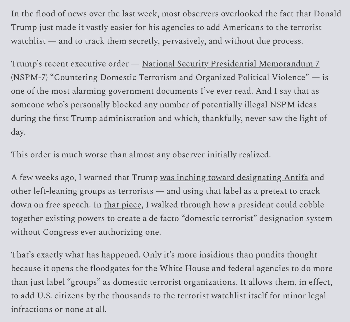 kenklippenstein's tweet photo. 🚨 Dept of Homeland Security fmr chief of staff calls NSPM-7 "Orwellian beyond belief" and like nothing he's ever seen in his two decades of work in national security https://t.co/uCSsxuqPZL