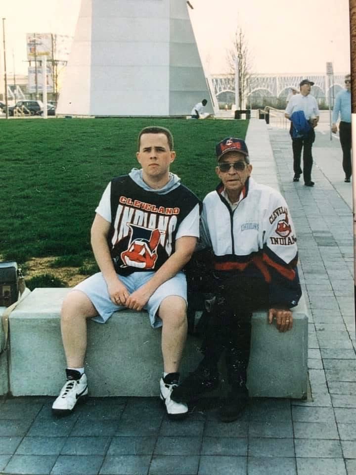 javajohn262's tweet photo. @CleGuardians #GuardsBall Bringing some RetroMojo for game 3. My grandfather and me at #TheJake 94 Go Guards! https://t.co/q7TmKsdjTt