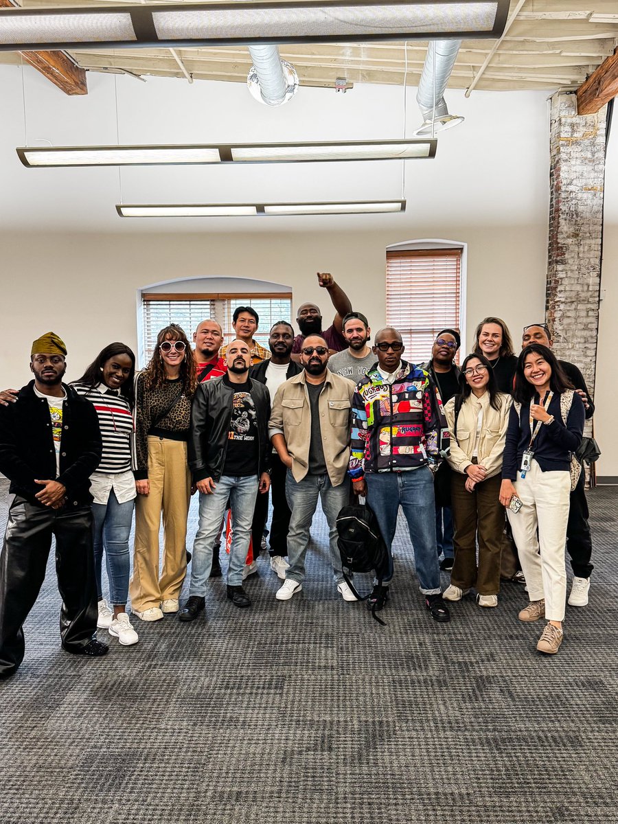 MCBravado's tweet photo. This is the most inspiring group of people I’ve had the privilege of being around in a very long time. Thought leaders in Music and Culture from around the globe, discussing #BeatsNotBullets in a highly engaging Q&A session. I’m humbled and grateful to exchange ideas from such a brilliant group of people that came here on behalf of their home countries in order to learn, teach, and elevate one another. It might be time to take this thing global 🌎✌️❤️