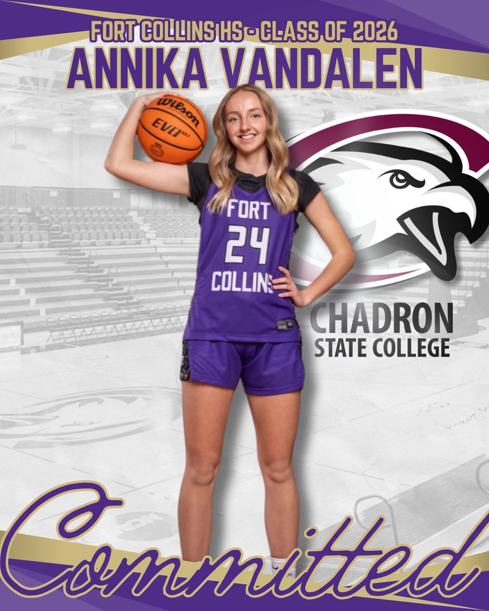 Congratulations to Fort Collins High School senior, Annika VanDalen, on her commitment to continue her academic and athletic career with Chadron State Women’s Basketball! 🏀🎓