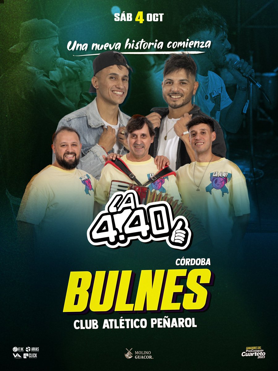 la440oficial's tweet photo. 💣 Nos vemos el sábado @clubatleticopenarolbulnes 💣

Que nochón se vieneee 🎶

#La440 #LaBandaQueTeMueve #La440EnVivo #CuartetoDeVerdad #SuenaLaBanda #TourUnaNuevaHistoriaComienza #GanadoresDelPreCosquinCuarteto2023 #LaBandaQueElegiste  🎶💣 https://t.co/mduaIaIOaK