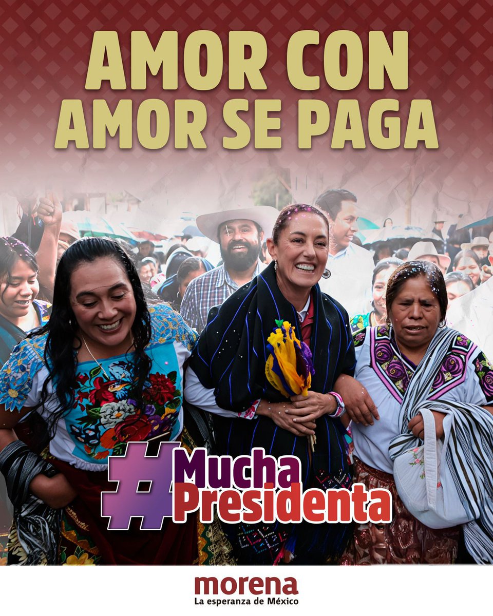 🇲🇽Un año de resultados con <a href="/Claudiashein/">Claudia Sheinbaum Pardo</a>: honestidad, cercanía y transformación.
🌹Salud, educación, bienestar y seguridad con visión humana.
Lo prometido se cumple: bases firmes del #segundopiso de la #4T.

Tenemos #MuchaPresidenta 🫶🏻❤️
¡Con el pueblo todo, sin el pueblo nada!