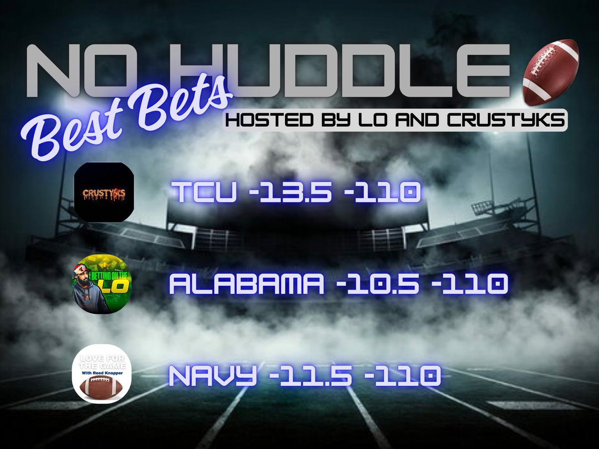If you tuned into No Huddle🏈 we appreciate you! 

Here’s our best bets for college football week 6!!

<a href="/LoSportsPicks/">🐐Lo Sports Picks™️</a> 
<a href="/LFTGPod01/">Love For The Game - Reed Knapper</a> 

Be sure to drop a like and share! 🙏