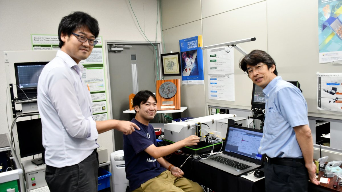 UNISOKU_PR's tweet image. 大阪公立大学 松井康哲先生@yum_chemと学生さんが分光デモ測定のため来社されました。ありがとうございました！
#picoTAS #来社実験サービス
omu.ac.jp/eng/apchem_05/