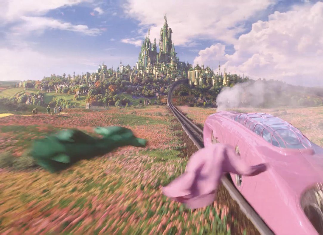 The concept of the emerald city train tracks being that close to the yellow brick road. 😭 I know Dorothy was tired asf from that long walk just to see that train wiz past her