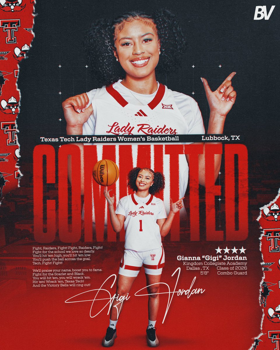 🚨 2026 4⭐️ PG Gianna “GiGi” Jordan has committed to Texas Tech, she tells us.

The Dallas, TX native (5-8) is ranked No. 67 in ESPNW’s NEXT 100 — a fast, high-IQ floor general with scoring chops and a nose for playmaking, ready to bring that flair to Lubbock.