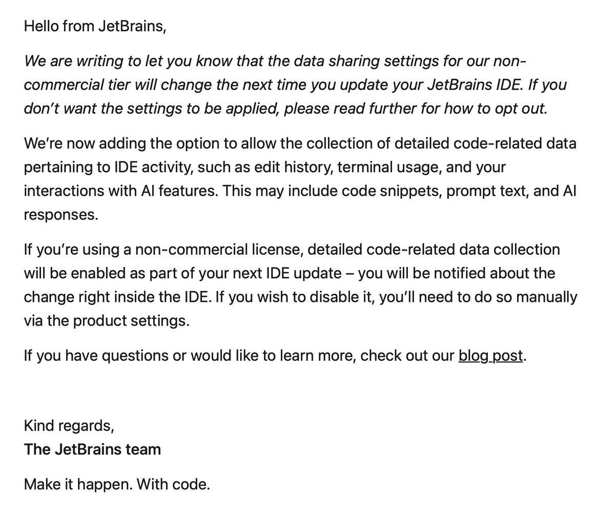 jdiezc's tweet photo. .@jetbrains this is not cool 😟 https://t.co/8OsZ93QNk0