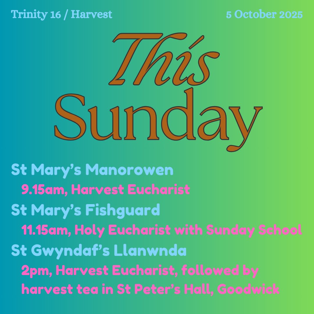 This Sunday! You are invited to come to worship.
#Harvestfestival #sundayschool #Fishguard #Llanwnda #Goodwick #Manorowen