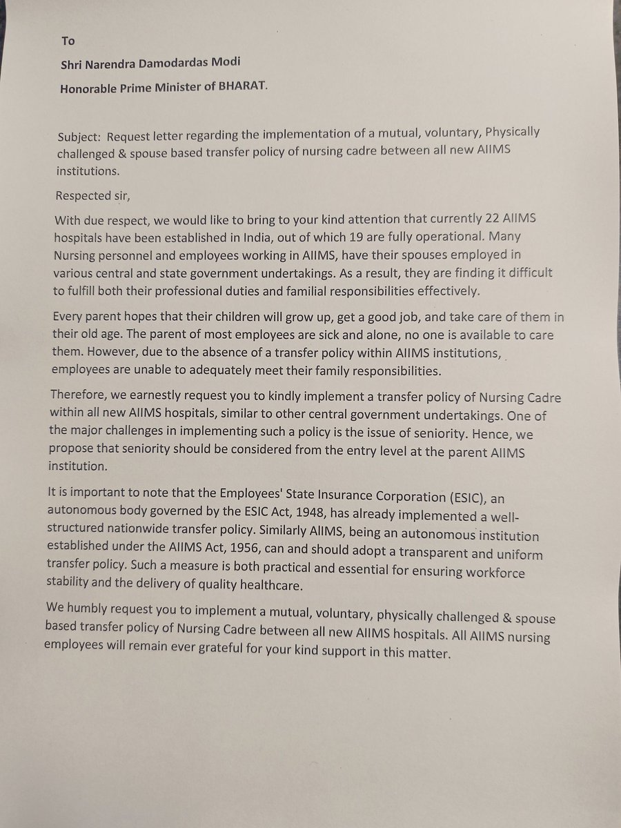 anandsi73642049's tweet photo. #tranferpolicyAIIMS
@AmitShah @narendramodi @JPNadda @MoHFW_INDIA
@AprajitaSarangi @AnupriyaSPatel
@mpprataprao
@AIIMSBhubaneswr
@aiimsrishi
@rajnathsingh
@tsrawatbjp
Kindly start voluntary, mutual, spouse based transfer policy between all new AIIMS https://t.co/VQP96VwFm0