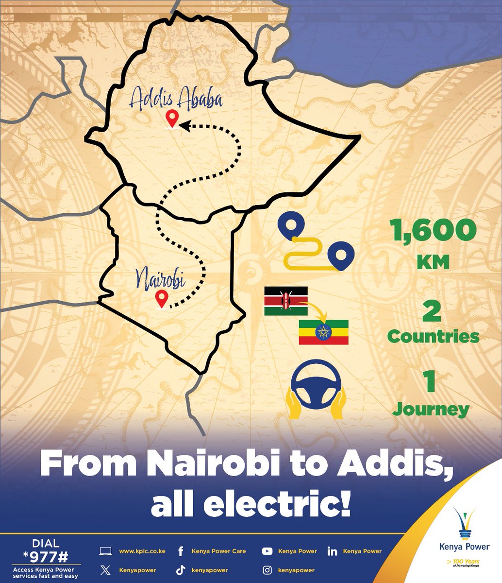 Kenya Power is excited to announce its participation in the Road to Addis, an epic 1,600 km road trip from Nairobi to Addis Ababa, Ethiopia, using electric vehicles. We will join a host of other #eMobility stakeholders in this monumental safari organised by <a href="/introafrica/">introafrica</a>. This is