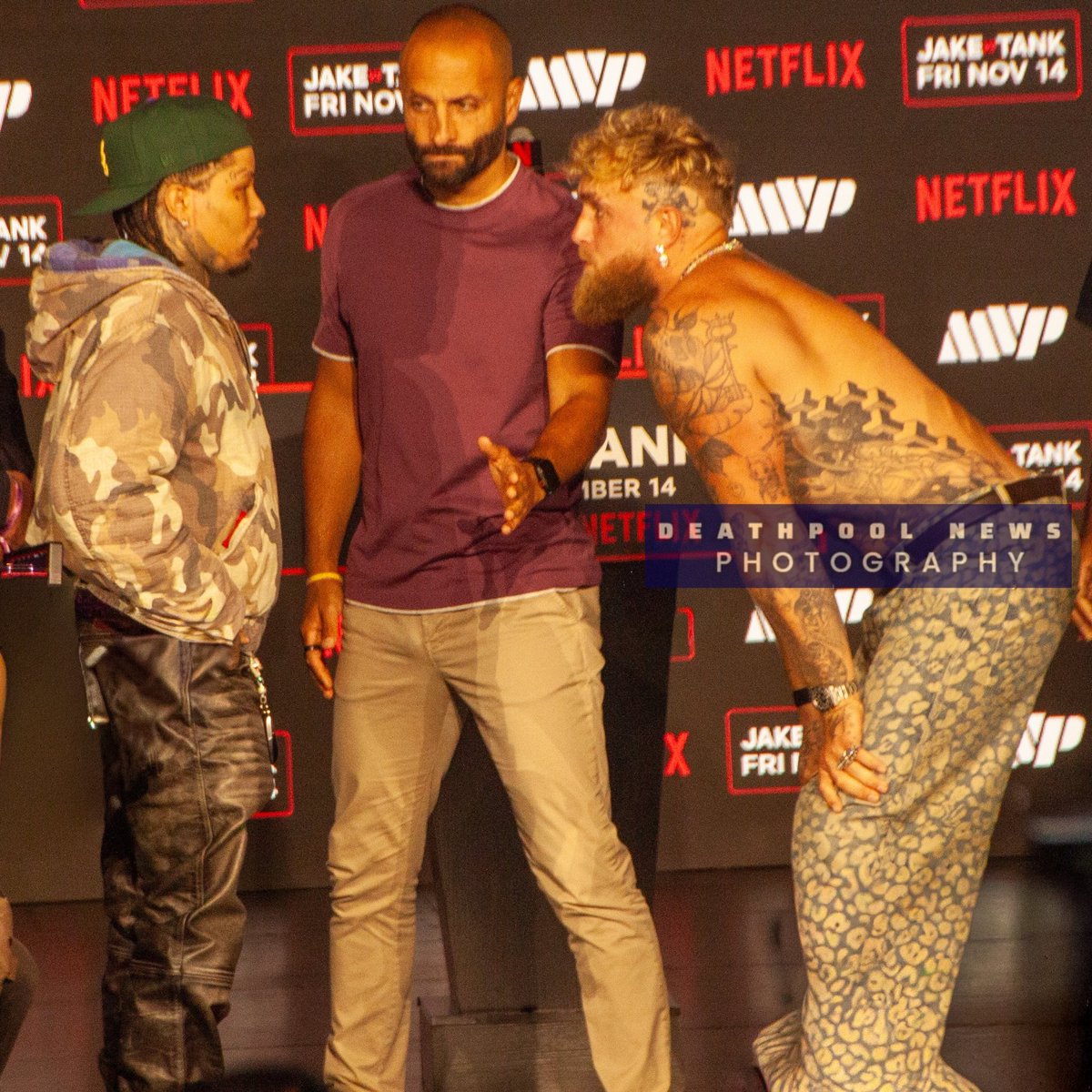 DpnsNetwork's tweet photo. The first press conference is officially in the books. 🥊🔥
Jake Paul vs. Gervonta 'Tank' Davis — the energy, the tension, the hype… this fight is bigger than boxing.

Two worlds collide. Two legacies on the line.
The countdown has begun. ⏳

Who you got? 👀💥
#jakevstank https://t.co/gduKyb3hP7