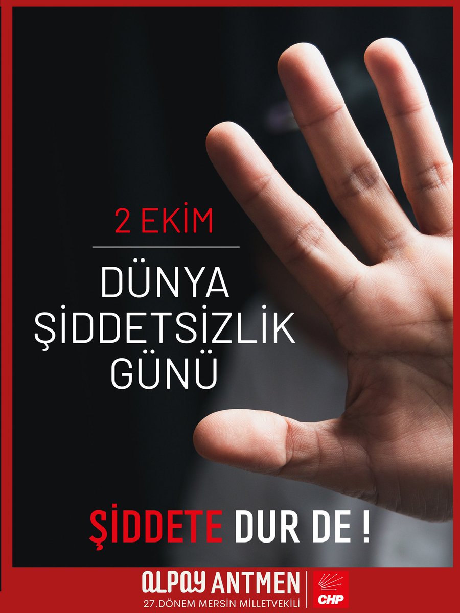 2 Ekim Uluslararası Şiddetsizlik Günü’nde bir hukukçu olarak, şiddete karşı cezasızlık politikasından vazgeçilmesini temenni ediyorum. #UluslararasıŞiddetsizlikGünü