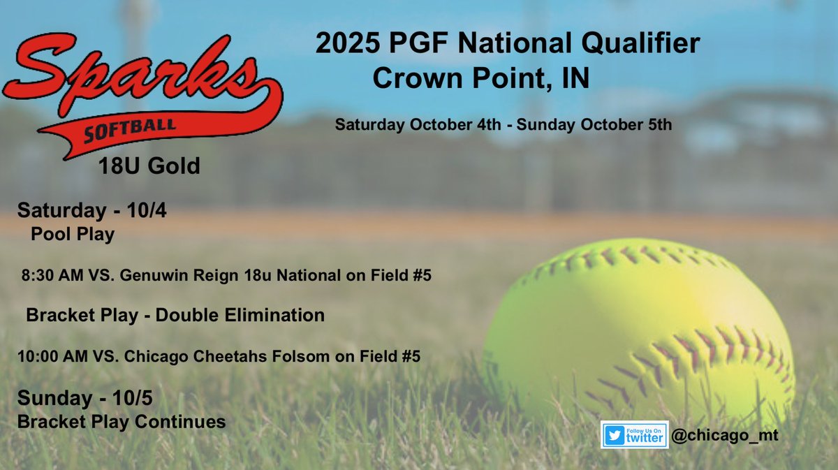 Excited to compete at the PGF National Qualifier in Crown Point this weekend. Look for Jersey #6 with Sparks 18U Gold.
#Uncommitted #SoftballRecruit #2026Grad #FallBall #NCSASoftball <a href="/NCSACoachDaily/">Jess Daily</a> <a href="/Coach_E_Hess/">Ericka</a> <a href="/chicago_mt/">Sparks Gold 18u Treccani</a>