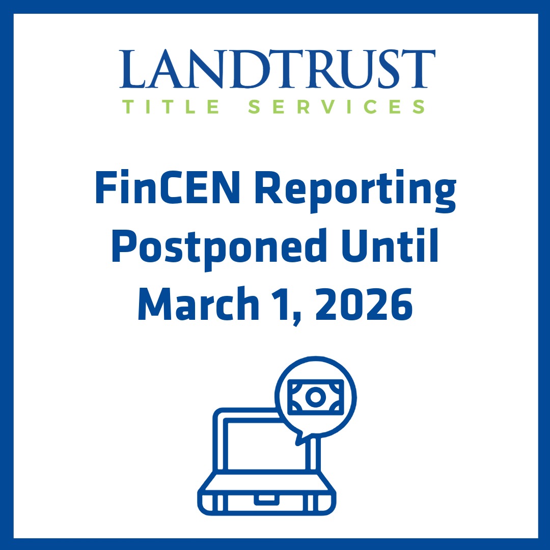 Landtrust_Title's tweet photo. ATTORNEYS: the FinCEN reporting requirements have been postponed until March 1, 2026. 

More Information:  https://t.co/wiPj9hc3S8

#ChicagoRealEstate https://t.co/cKXQGMi9V0