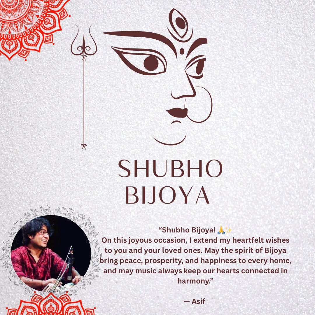 AsifkhanTabla's tweet photo. Wish you all a very happy Dussehra , Gandhi Jayanti and Bijoya . 
#shubhobijoya #gandhijayanti2025 #Dussehra2025 https://t.co/OLff034TcU
