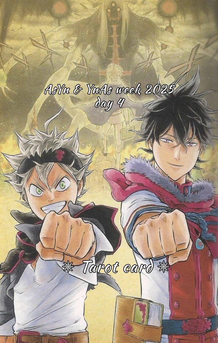asynweek's tweet photo. ๐โ ๏ธ In the middle of our event, we reach the special test prompt actually deserving a separated challenge!
Day 4 ๐ Tarot card
Please note in your post/comment below which card became your inspiration โ and every additional notes youโd like โฅ๏ธ
#asynweek #ynasweek #blackclover https://t.co/nfKjaYNhlX