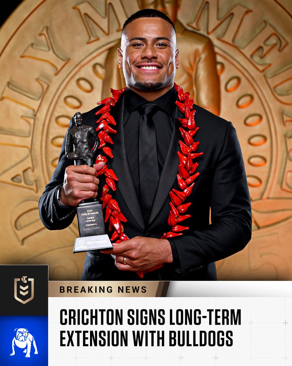 NRL's tweet photo. Stephen Crichton has extended his contract with the Bulldogs until the end of 2031! ✍

“I’m excited to stay here long-term, and grateful to be able to call myself a Bulldog” https://t.co/mQkJGfzkYF