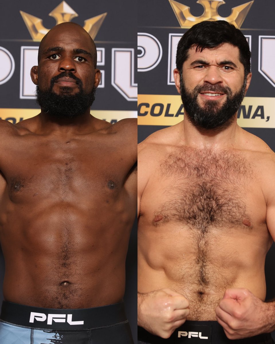 PFLMMA's tweet photo. ⚖️ PFL Dubai Weigh Ins

PFL Light Heavyweight World Title Bout 🏆
Corey Anderson: 204.6 lbs
Dovlet Yagshimuradov: 205 lbs

LIMITED TICKETS AVAILABLE. GET YOURS TODAY! 
🎟️ https://t.co/oOeWVzI3h4

#RoadToDubai | Friday, October 3rd | Coca-Cola Arena | Dubai, UAE | 11:30AM EST | 📺Streaming on the ESPN App