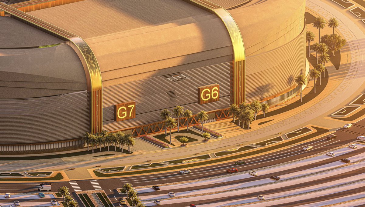 ملعب مستوحى من زري البشت بإسم " استاد السيادة " ، للمصمم احمد الباحوث.