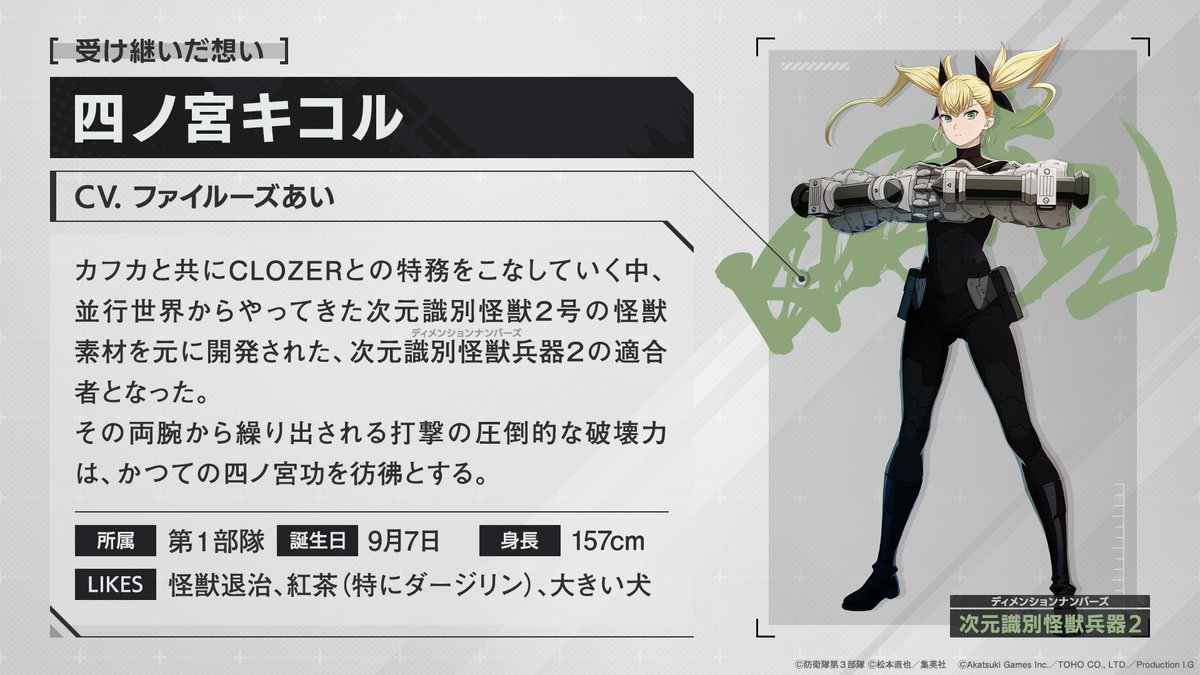 ◤ #怪獣8号 THE GAME キャラクター紹介：四ノ宮キコル◢ 次元識別怪獣