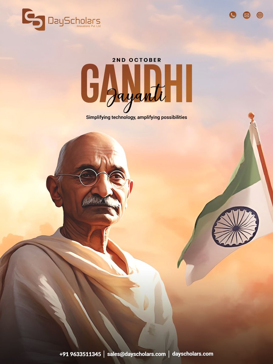 DayScholars's tweet photo. At DayScholars, we are inspired by Gandhiji’s truth, simplicity, and non-violence—using  tech to advance inclusion and drive sustainable progress for a more  connected, compassionate, peaceful world. 🌍💻 https://t.co/5S8QIlR4xC