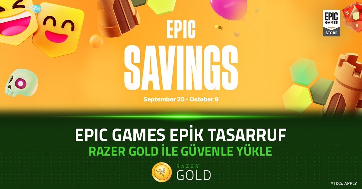 RazerGoldTurkey's tweet photo. 🎉Dev Tasarruf Fırsatı

25 Eylül – 9 Ekim tarihleri arasında Epic Games’te oyun dolu bir kampanya seni bekliyor.

Favori oyunlarını daha uygun fiyata almak için harika bir zaman!
Razer Gold ile kolayca ödeme yap, saniyeler içinde oyuna hazır ol.

Detaylar👉https://t.co/wfawAba6fz https://t.co/OSIbNCA4mL