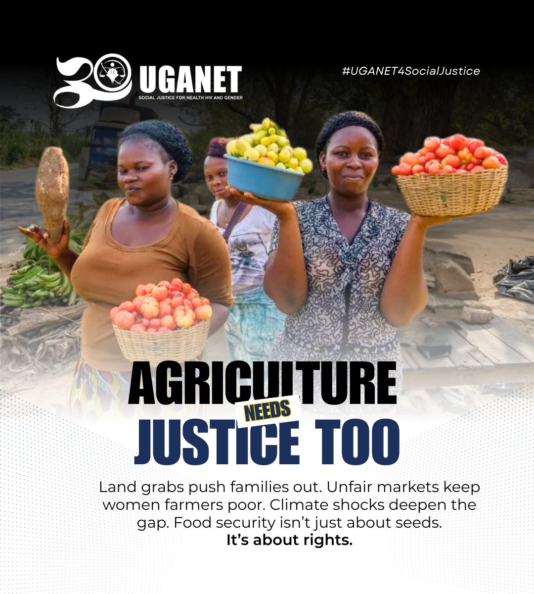 Land grabs push families out. Unfair markets keep women farmers poor. Climate shocks deepen the gap. Food security isn't just about seeds.

It's about rights. ⚖️
#UGANET4SocialJustice