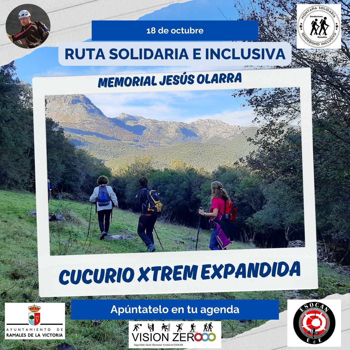 👩‍🦯 Ruta Inclusiva y Solidaria
"Memorial Jesús Olarra" recorrido circular Cucurio Xtrem Expandida
📆 Sábado 18 de octubre de 2025, a las 9:30 h
desde Avenida Malestroit

#RamalesdelaVictoria #Ramales #Deporte #RamalesNatural #SenderismoInclusivo #MontañaSolidaria