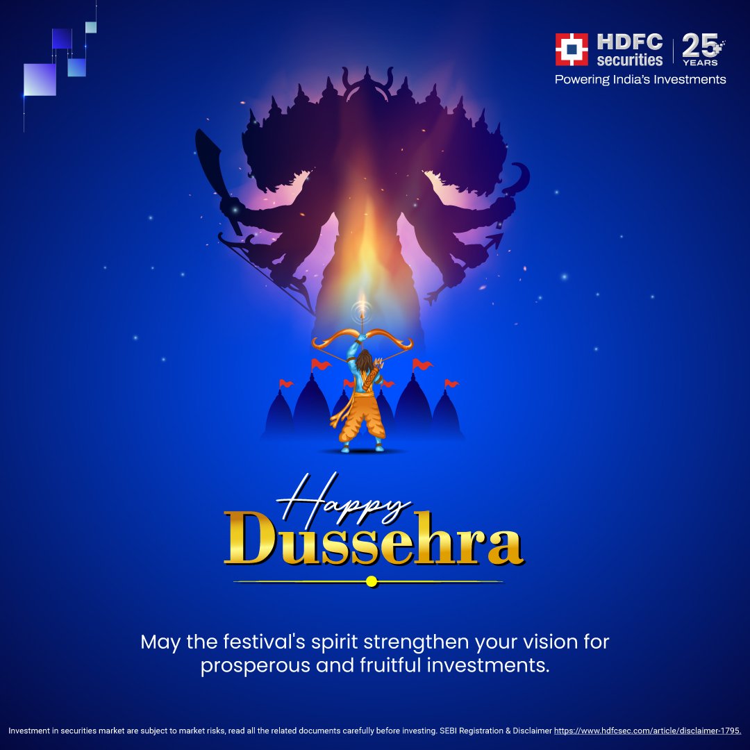 hdfcsec's tweet image. Celebrate the eternal victory of good. Happy Dussehra!
