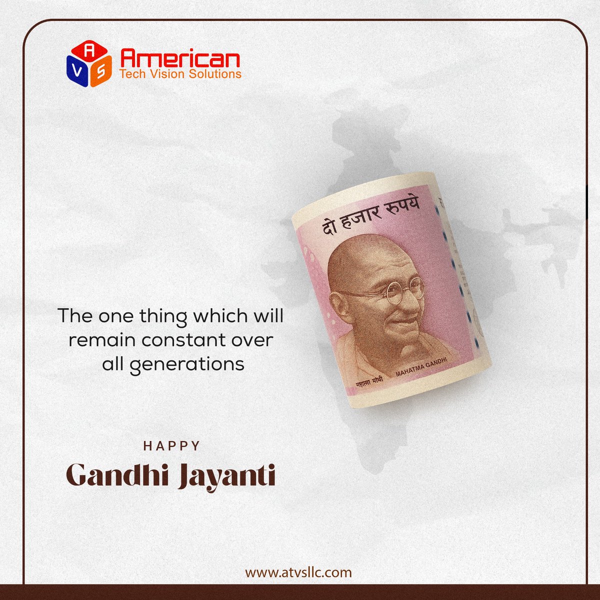 TechAtvs's tweet image. 🌿 Honoring Mahatma Gandhi on #GandhiJayanthi 🌿
At ATVS, we draw inspiration from his values of truth, non-violence & integrity—guiding us toward innovation & progress.
🙏 Happy Gandhi Jayanthi!
#ATVS #MahatmaGandhi #Leadership
.
.
.
atvsllc.com