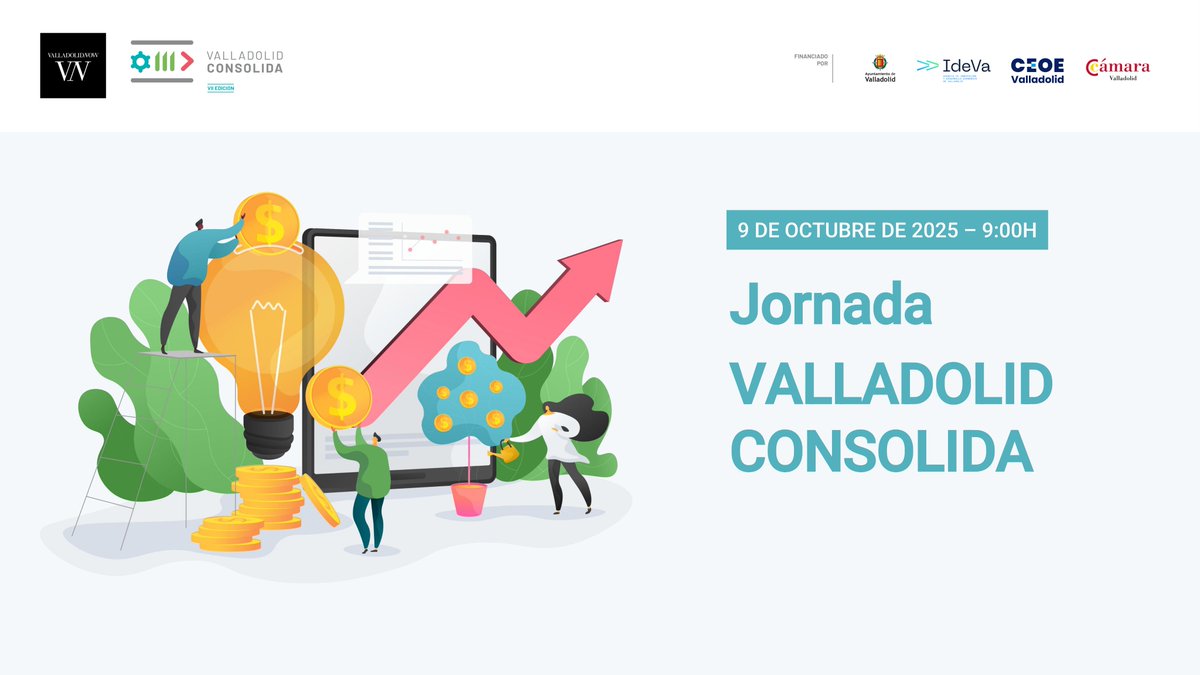 🚀 ¡Llega la Jornada Valladolid Consolida!

Empresarios, emprendedores y autónomos: es vuestra oportunidad para potenciar vuestro negocio💡

🔗camaravalladolid.com/evento/jornada…

<a href="/CEOEValladolid/">CEOE Valladolid</a> | <a href="/ideva_agencia/">Ideva</a> | @ayuntamientovll

#ValladolidConsolida #Networking #Empresas #Valladolid