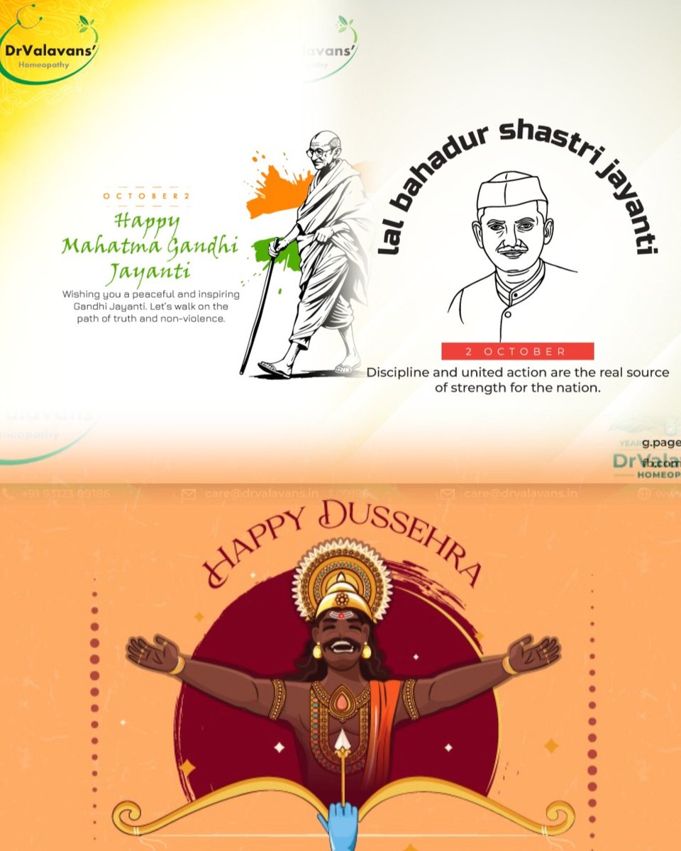 drvalavans's tweet photo. 🌿 This Dussehra, let health triumph over illness — inspired by the values of Gandhi &amp; Shastri. 🌸 https://t.co/isCcESrSYL