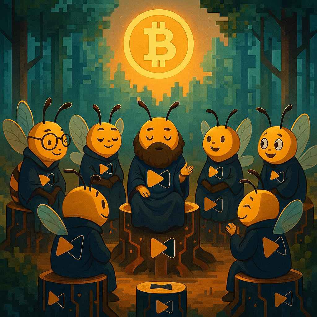 When the <a href="/gonativeCC/">Native | Bitcoin Yield Hub🐝 「🦑」</a> council of bees meets at sunrise to debate the real buzz about Bitcoin...
🪙🐝☀️
"First order of business: who forgot to stake the honey?"😂