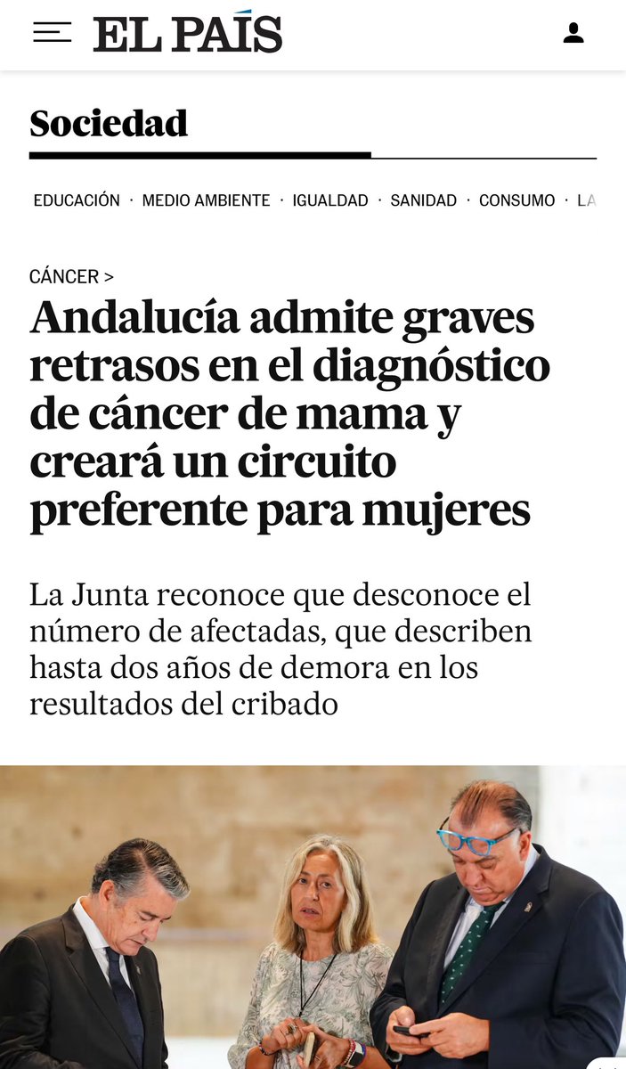 Cuando un Gobierno de la Junta renuncia a ser el escudo protector de la gente, no hay "Manual de convivencia" que valga.

¿Cuantas mujeres andaluzas están hoy preocupadas tras conocer los fallos en avisos tras el cribado de cáncer de mama?