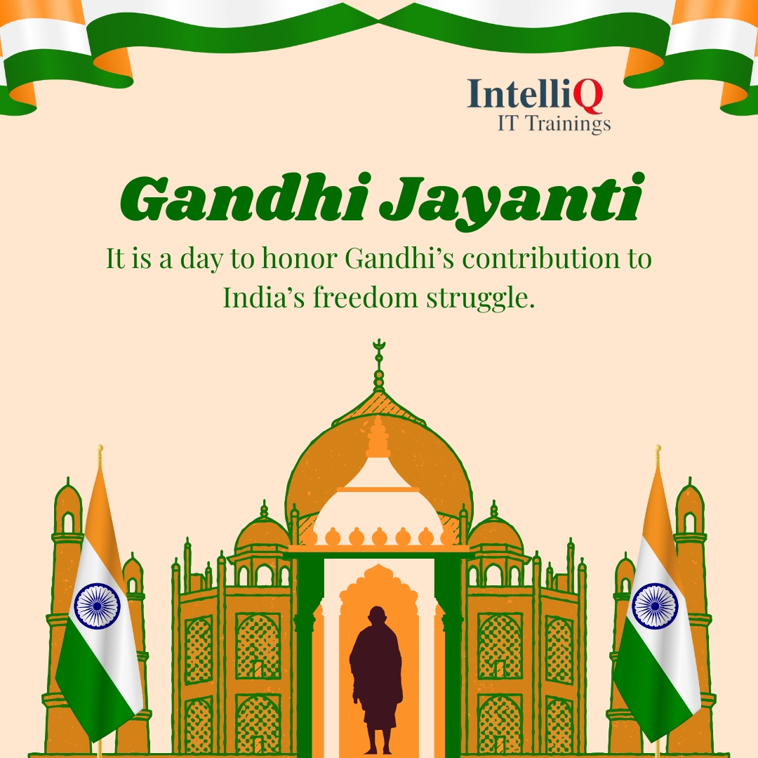 IntelliQIT's tweet image. 🕊️ Happy Gandhi Jayanti! 🇮🇳

At IntelliQ IT Training, we draw inspiration from his timeless values — integrity, perseverance, and the power of knowledge.

💻 Visit: intelliqit.com
 
 📞 Call: 091335 07542

#GandhiJayanti #MahatmaGandhi #Peace #IntelliQITTraining
