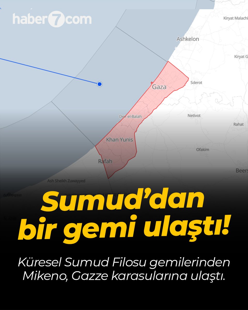 🚨 #SONDAKİKA Küresel Sumud Filosu gemilerinden Mikeno, Gazze karasularına ulaştı.