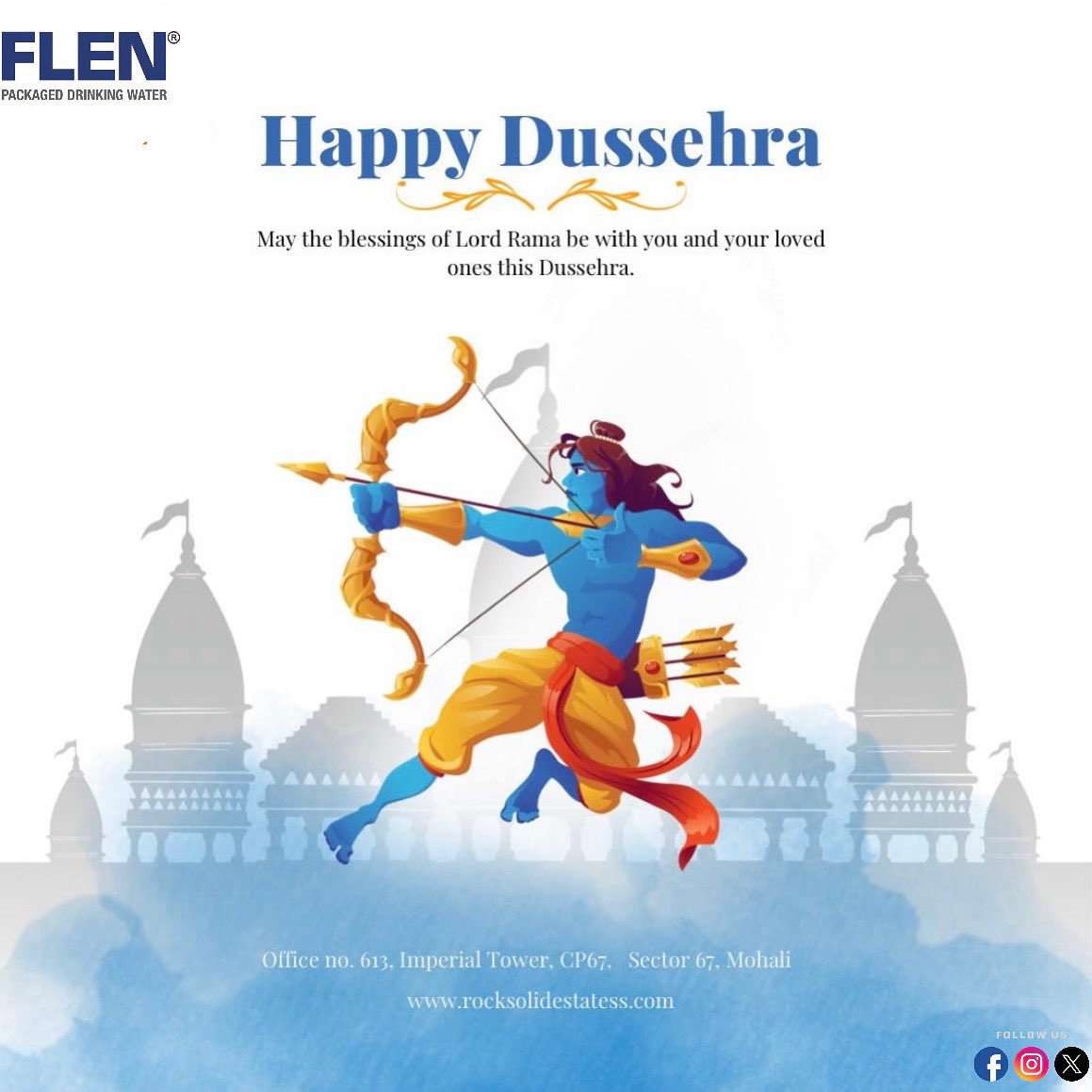 FLENINDIA's tweet photo. Purity always wins , whether it’s in water or in life. Flen Water wishes you a victorious DUSSEHRA !

#dussehra #diwali #festivevibes #flenwater #brand #repost #trendingbrand #viralpost #instamood #hindustanunited #festivalseason #dussehraspecial #bhagwanram #fmcg https://t.co/nbR5yOLpke