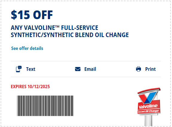 $19.99 Valvoline Oil Change Coupon April 2026 tweet media