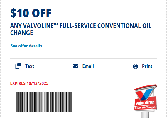 $19.99 Valvoline Oil Change Coupon April 2026 tweet media