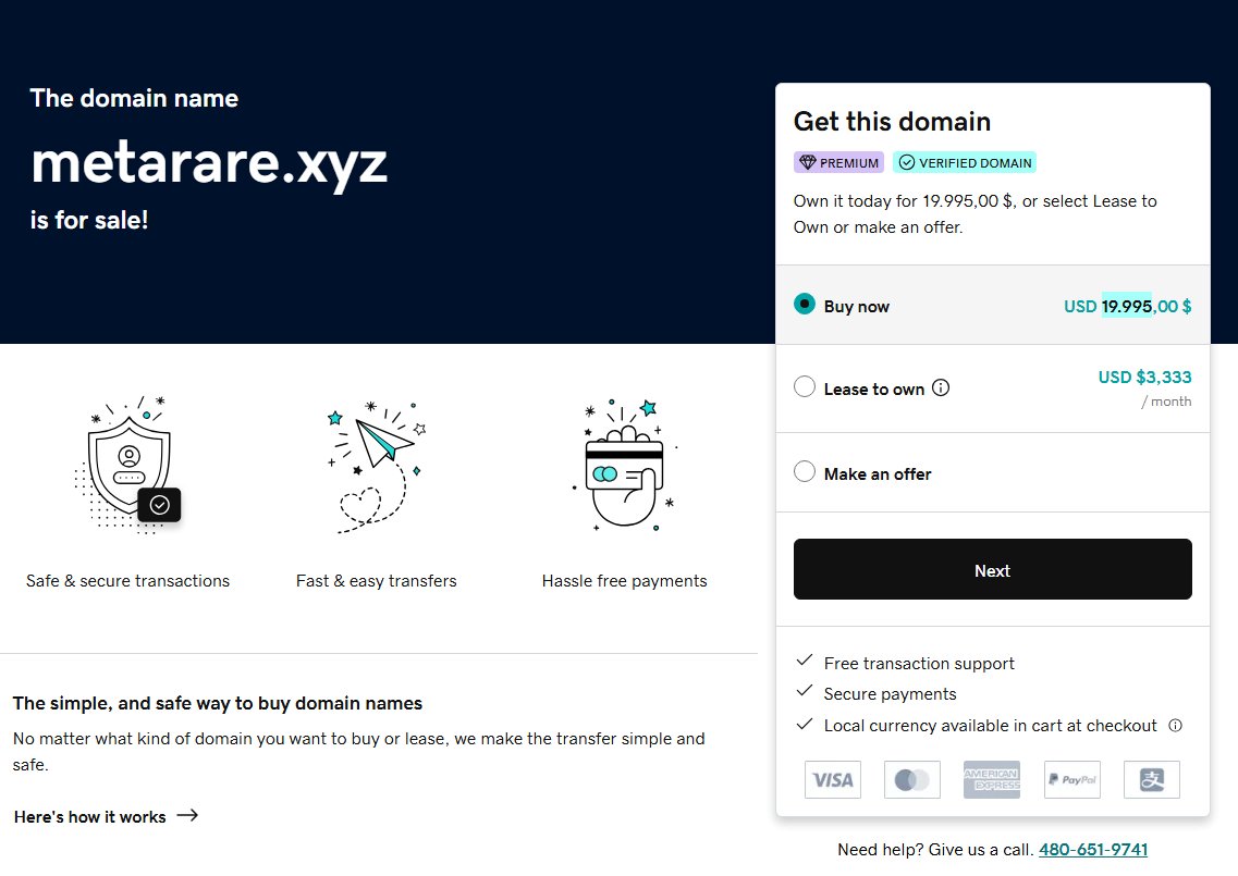metarare.xyz is for sale        
$19.995 
6 Exact Match