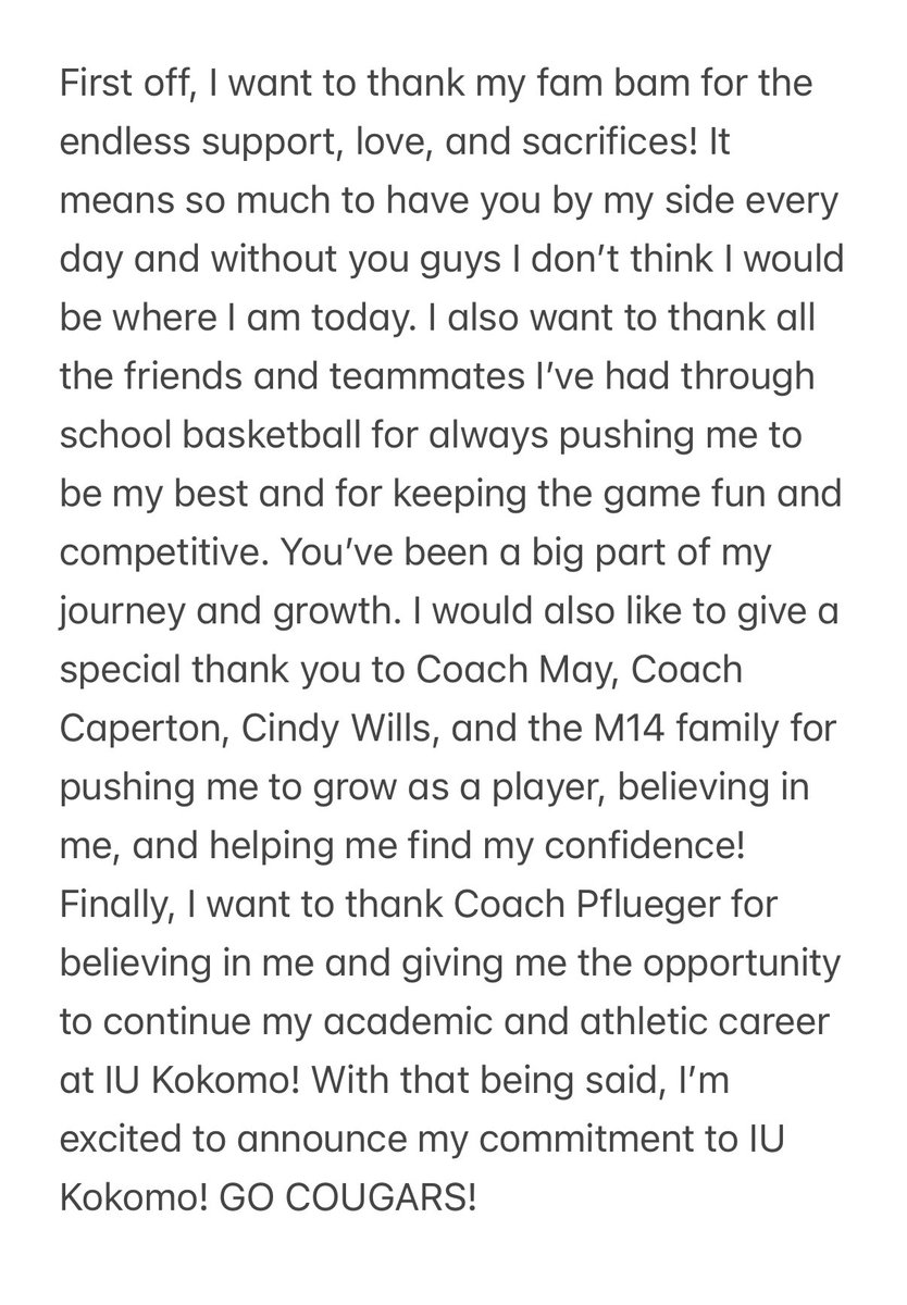 MadisonW1226's tweet image. So happy to announce my commitment to IU Kokomo! #Committed