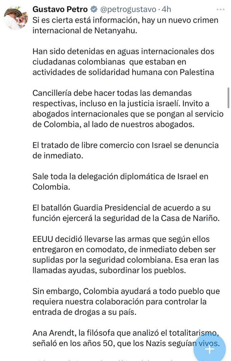 🚨Petro tiene los días contados. No le daremos vía libre para acabar con el país.
El <a href="/CeDemocratico/">Centro Democrático</a> interpondrá una acción popular contra él por expulsar a toda la delegación diplomática de Israel.
