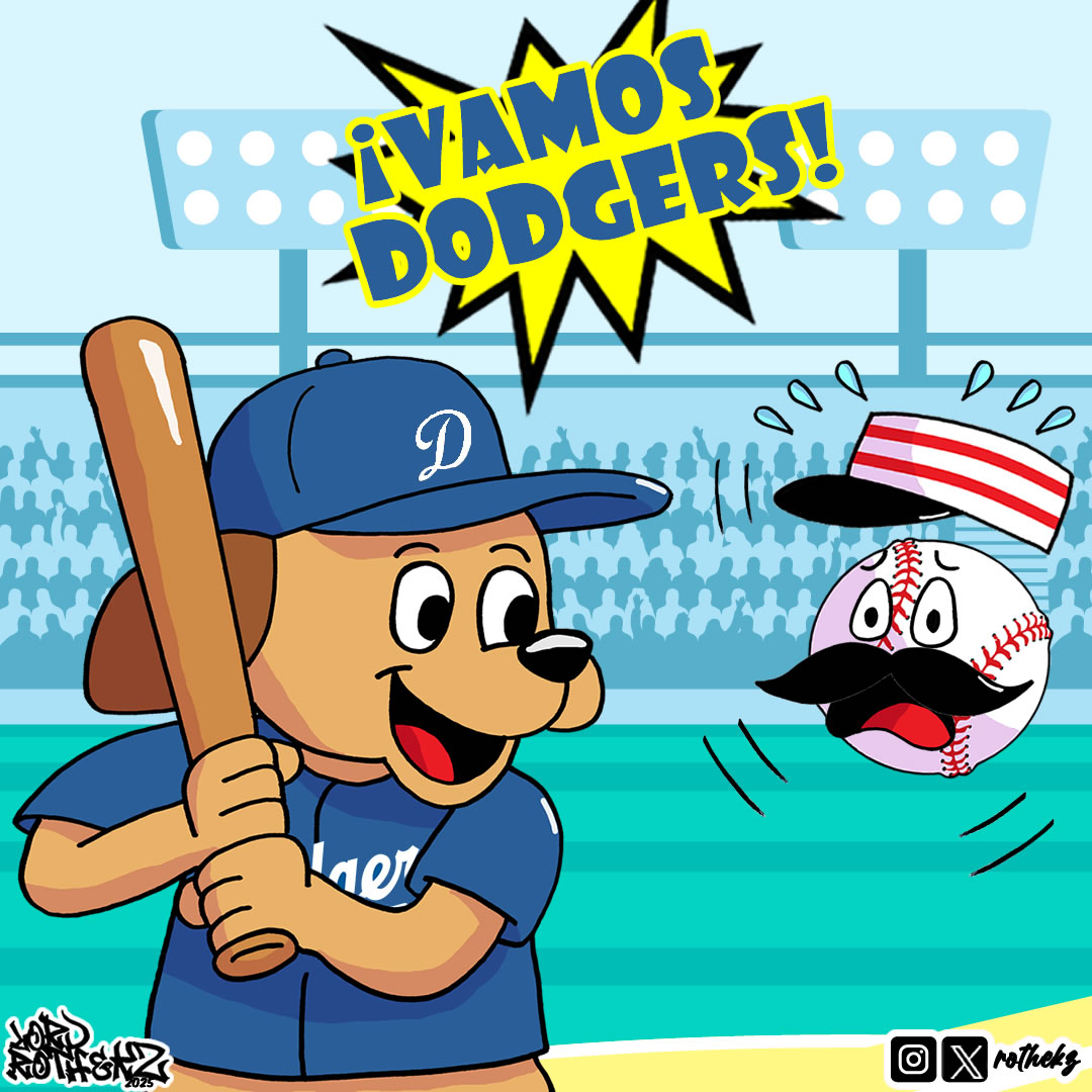 rothekz's tweet photo. 💙⚾ ¡Hoy apoyamos a los #Dodgers con todo el ánimo!
Nuestro Dodger Dog listo con el bate y la pelota de los #Reds sorprendida 👀🔥

👉 ¿Quién más cree que los Dodgers se llevan la victoria esta noche?

#LetsGoDodgers #DodgersNation #MLB #GoDodgers #DodgersVsReds #Postseason https://t.co/vyETx3qFph