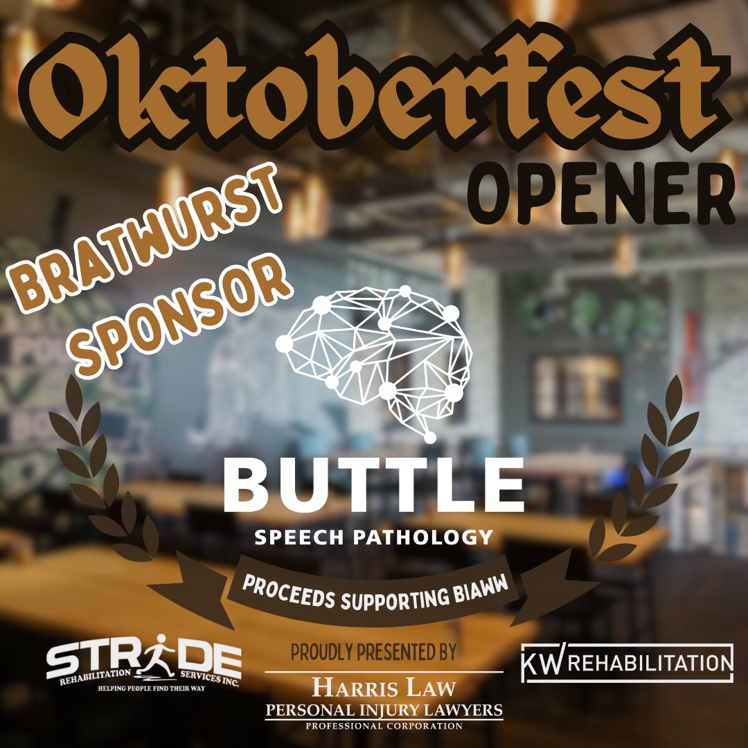 StrideRehab's tweet image. Thank you Buttle Speech Pathology, Bartimaeus Rehabilitation Services Inc. &amp;amp; Apex Health Network for being our Bratwurst Sponsors at Oktoberfest! 🌭🎉 

#thankyousponsor #buttle #bartimaeus #apex